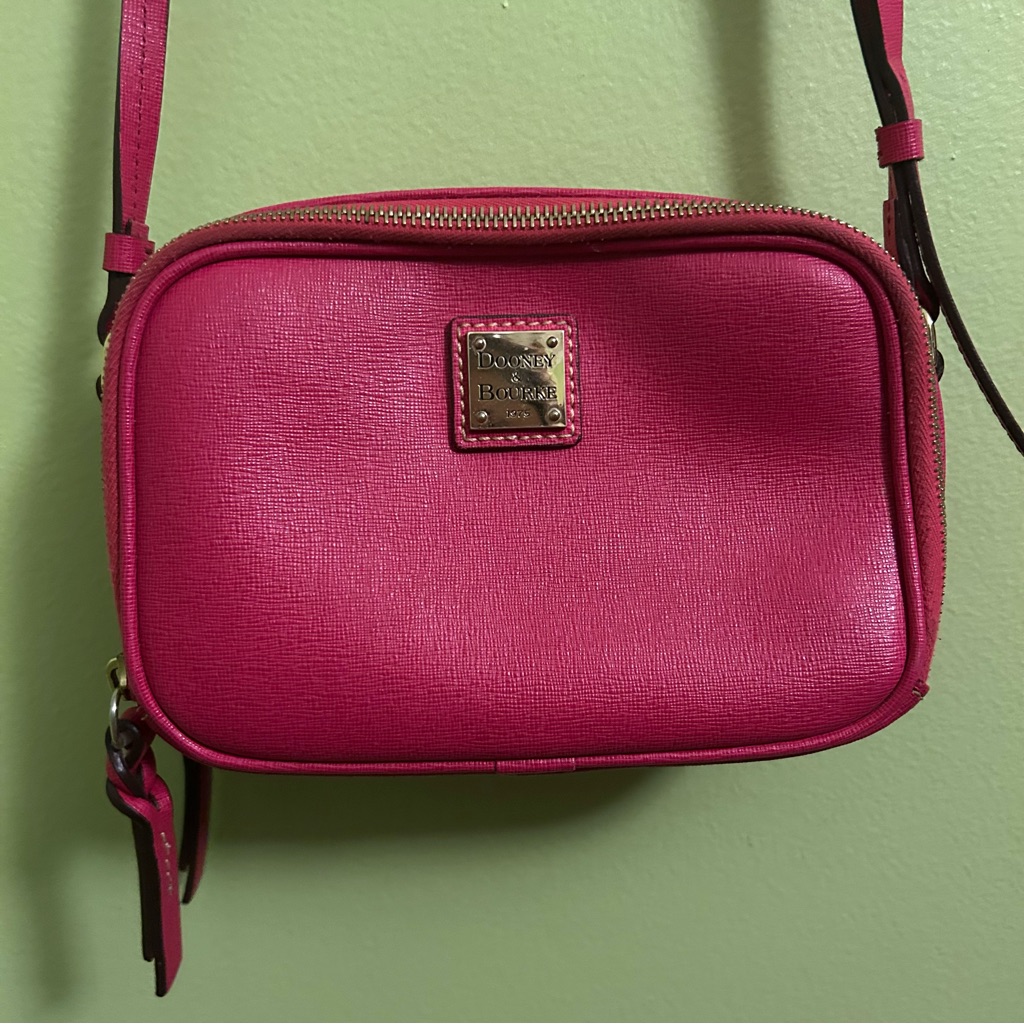Dooney & Bourke Pink Leather Crossbody Bag With Adjustable Strap